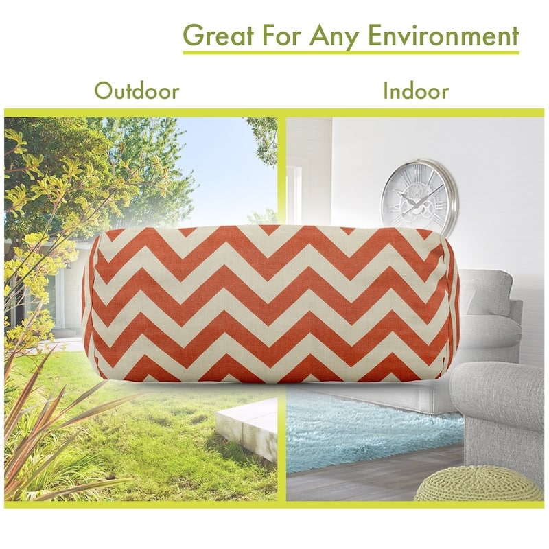 Majestic Home Goods Indoor Outdoor Chevron Round Bolster Decorative Throw Pillow