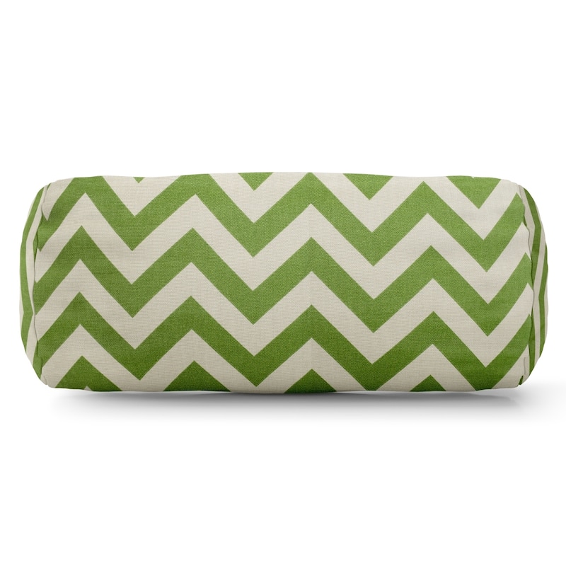 Majestic Home Goods Indoor Outdoor Chevron Round Bolster Decorative Throw Pillow - Sage