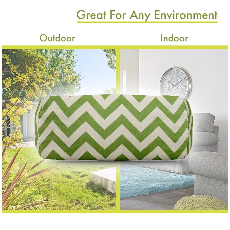 Majestic Home Goods Indoor Outdoor Chevron Round Bolster Decorative Throw Pillow