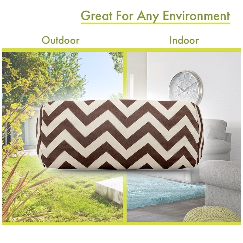 Majestic Home Goods Indoor Outdoor Chevron Round Bolster Decorative Throw Pillow