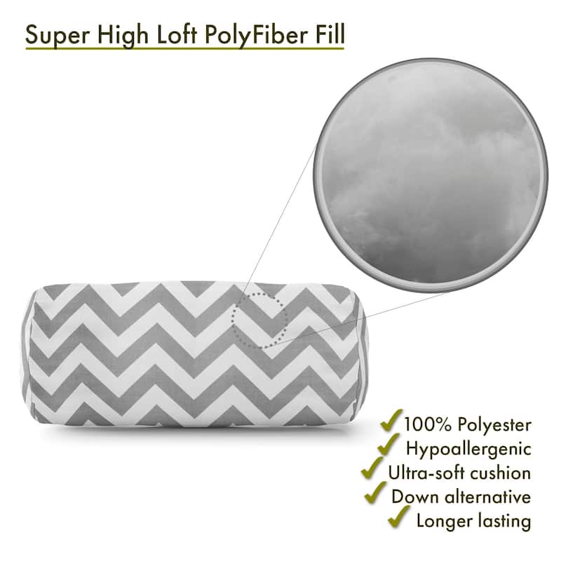 Majestic Home Goods Indoor Outdoor Chevron Round Bolster Decorative Throw Pillow