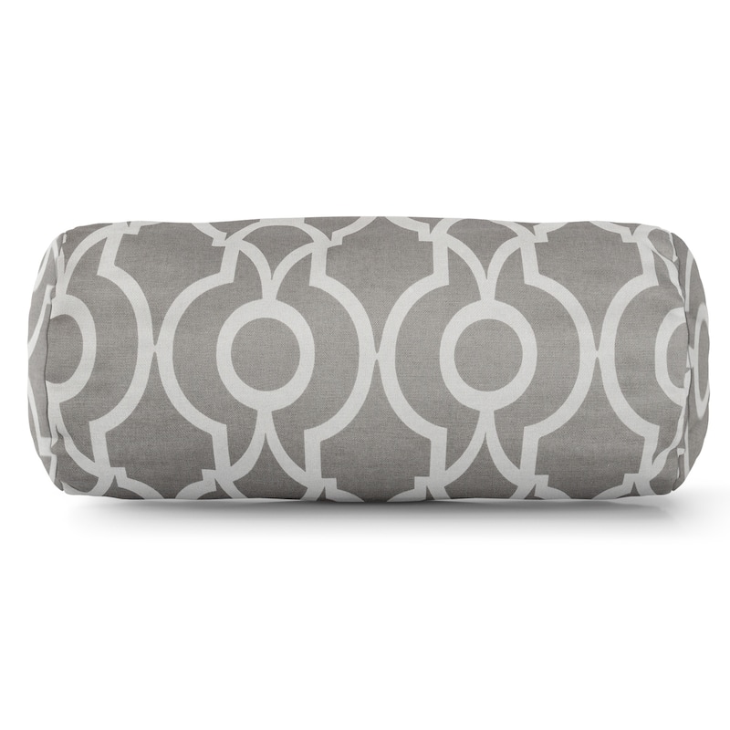 Majestic Home Goods Indoor Outdoor Athens Round Bolster Decorative Throw Pillow - Gray