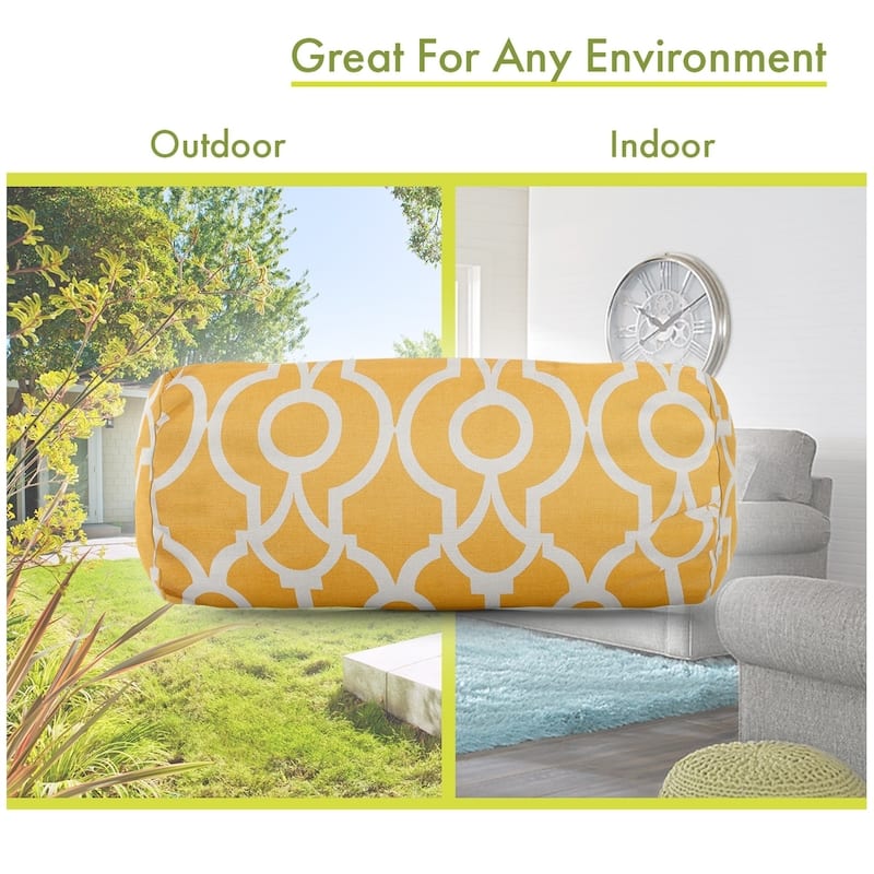 Majestic Home Goods Indoor Outdoor Athens Round Bolster Decorative Throw Pillow