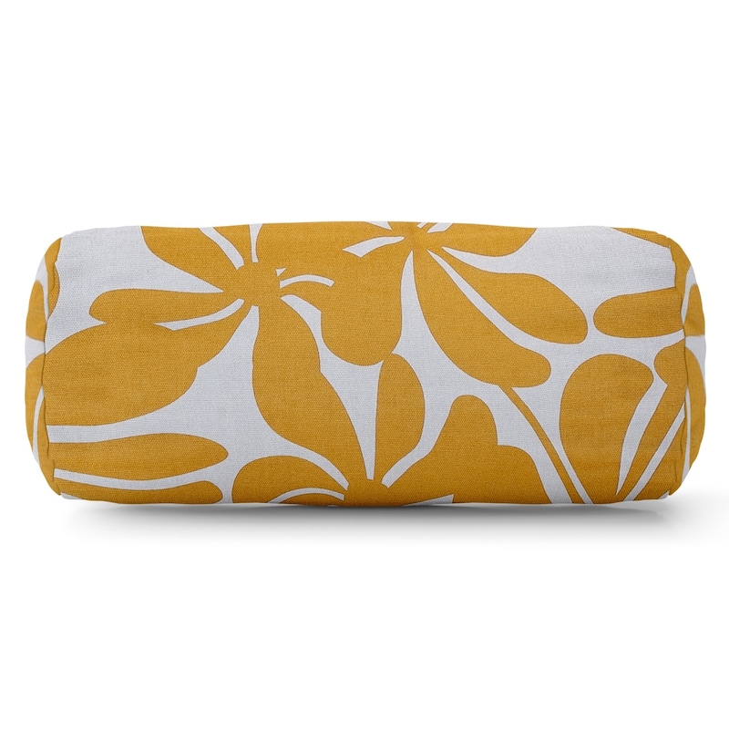 Majestic Home Goods Indoor Outdoor Plantation Round Bolster Decorative Throw Pillow - Yellow
