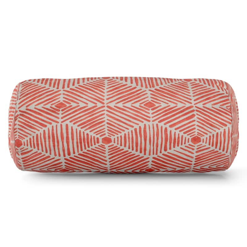 Majestic Home Goods Indoor Charlie Round Bolster Decorative Throw Pillow - Salmon