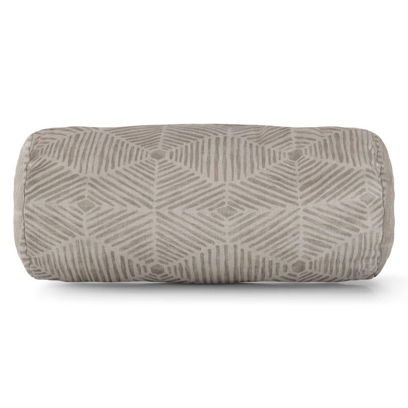Majestic Home Goods Indoor Charlie Round Bolster Decorative Throw Pillow - Beige metallic