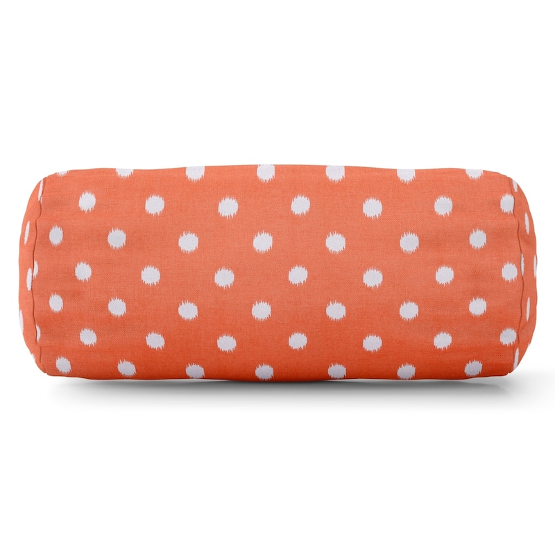 Majestic Home Goods Indoor Outdoor Ikat Dot Round Bolster Decorative Throw Pillow - Orange