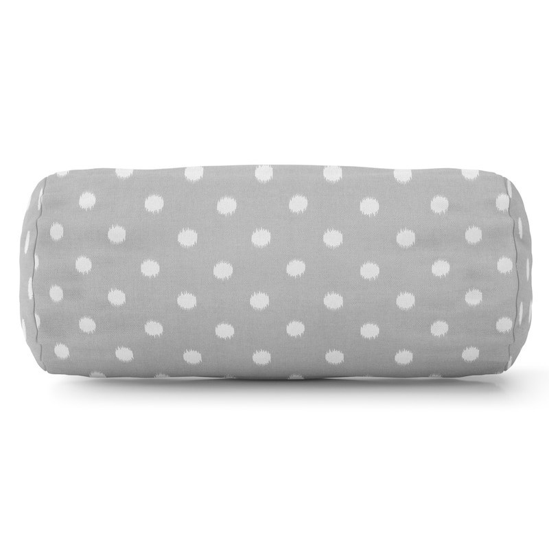 Majestic Home Goods Indoor Outdoor Ikat Dot Round Bolster Decorative Throw Pillow - Gray