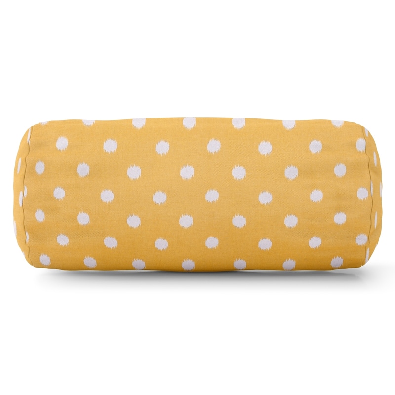 Majestic Home Goods Indoor Outdoor Ikat Dot Round Bolster Decorative Throw Pillow - Citrus