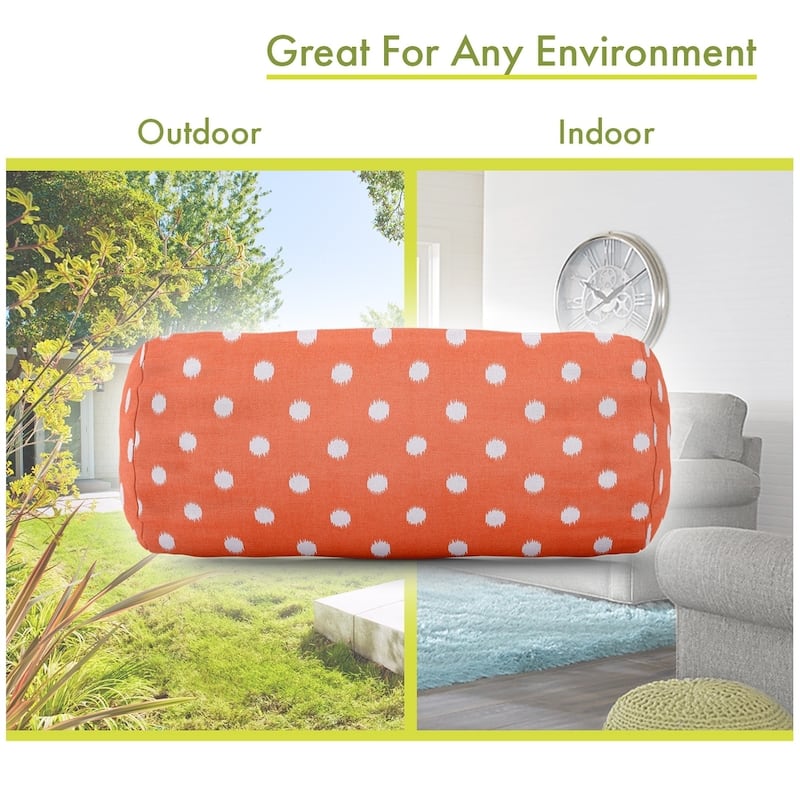 Majestic Home Goods Indoor Outdoor Ikat Dot Round Bolster Decorative Throw Pillow