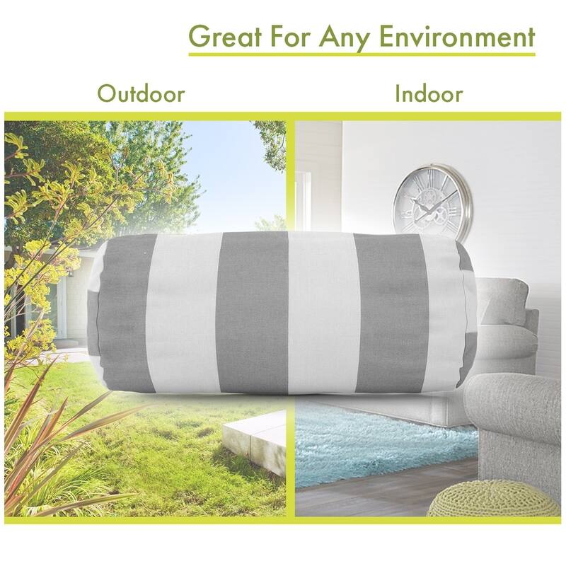 Majestic Home Goods Indoor Outdoor Vertical Stripe Round Bolster Decorative Throw Pillow