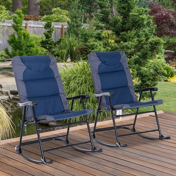 Shop Outsunny Folding Padded Outdoor Camping Rocking Chair Set