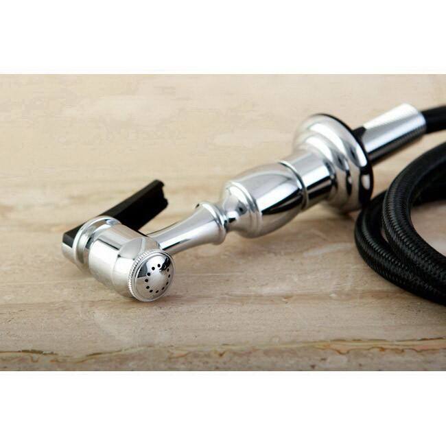 Chrome 4-hole Cross Handles Kitchen Faucet and Sprayer