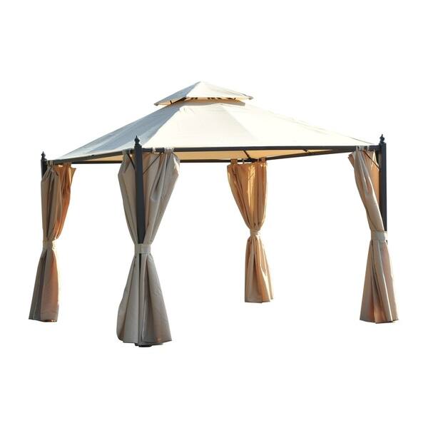 Shop Outsunny 10 X 10 Steel Outdoor Garden Gazebo With Curtains