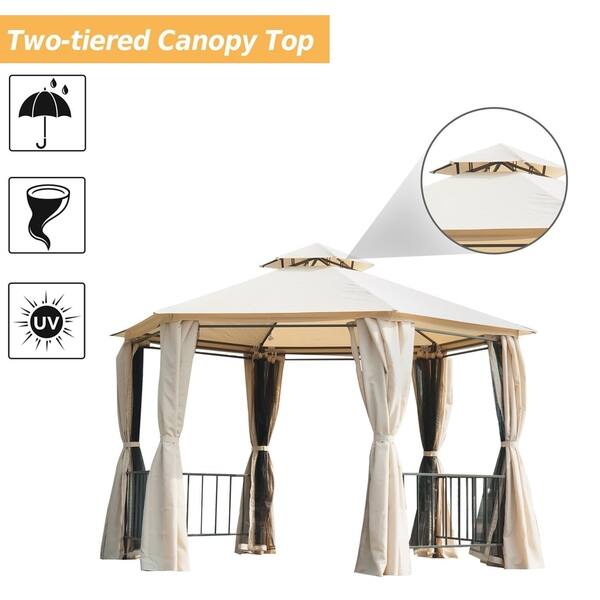 Shop Outsunny Outdoor Two Tiered Hexagonal Garden Gazebo Canopy