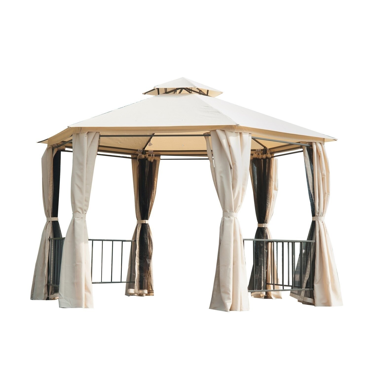 Shop Outsunny Outdoor Two Tiered Hexagonal Garden Gazebo Canopy