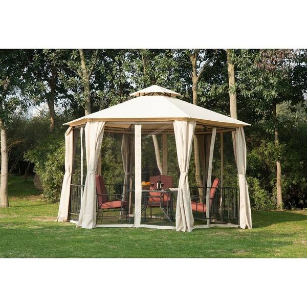 Shop Outsunny Outdoor Two Tiered Hexagonal Garden Gazebo Canopy