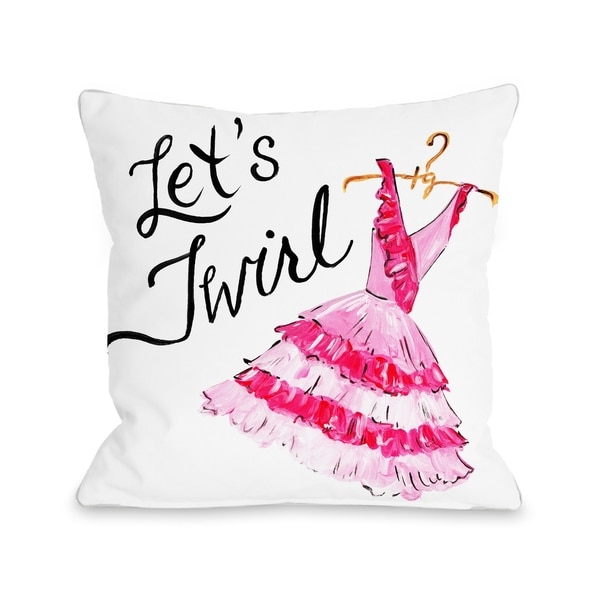 Let's Twirl Dress/Stripes - White Pink Pillow by Timree