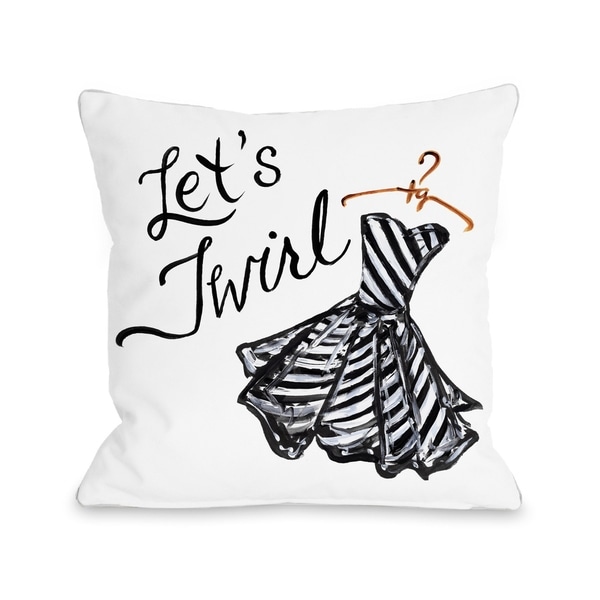 Let's Twirl Dress/Stripes - White Black Pillow by Timree