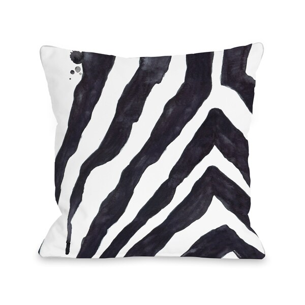 Stripey Zebra - White Black - White Black Pillow by lezleelliott