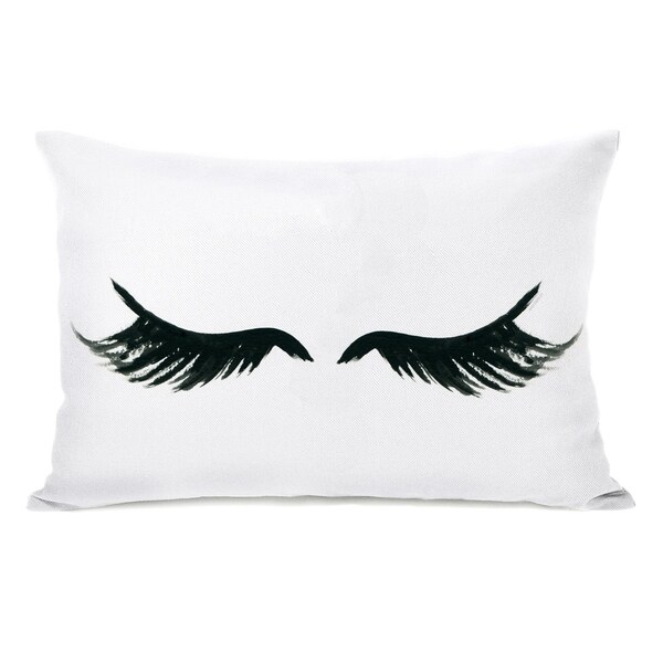 Gorgeous Lashes - White Black - White Black 14x20 Pillow by lezleelliott