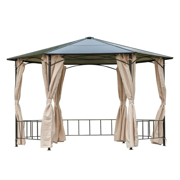 Shop Outsunny Dark Brown Steel 13 Feet X 13 Feet Outdoor Hexagon