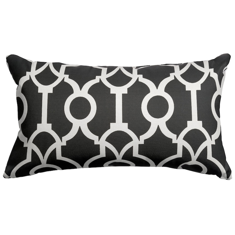 Majestic Home Goods Indoor Outdoor Athens Small Decorative Throw Pillow 20 X 12 - Black