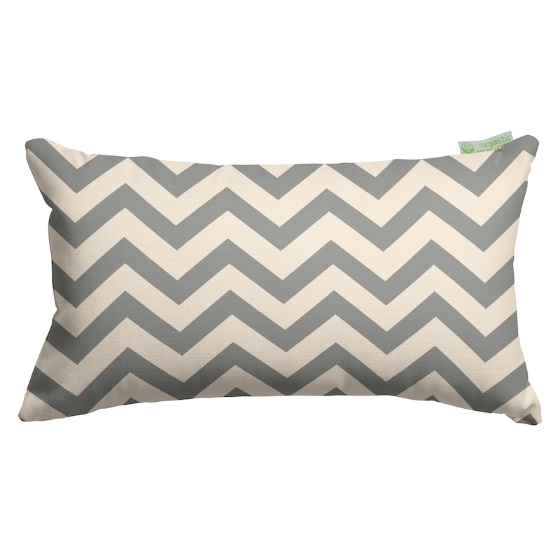 Majestic Home Goods Indoor Outdoor Chevron Small Decorative Throw Pillow 20 X 12 - Gray