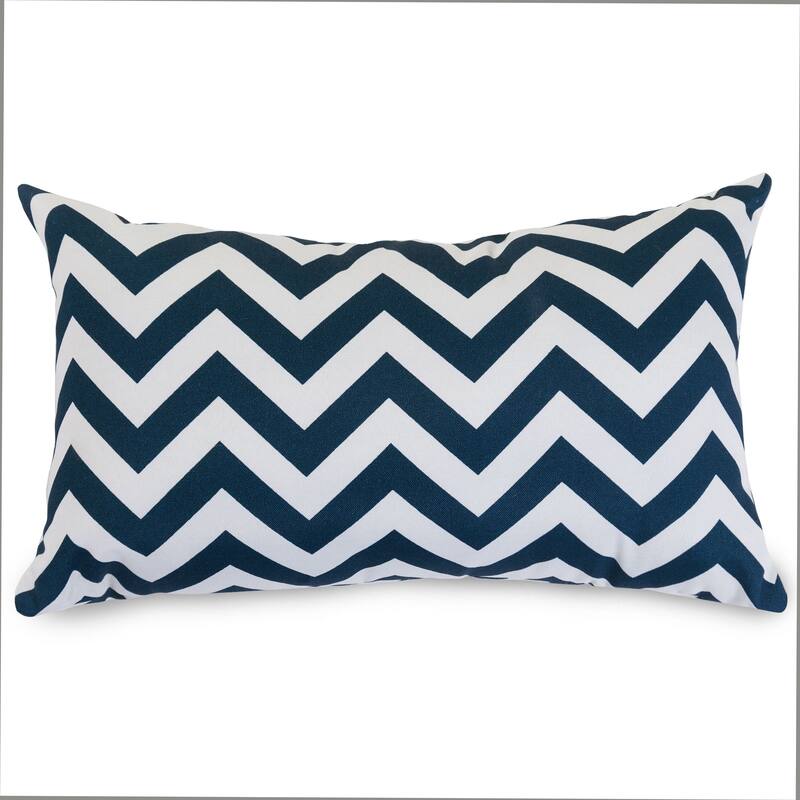 Majestic Home Goods Indoor Outdoor Chevron Small Decorative Throw Pillow 20 X 12 - Navy