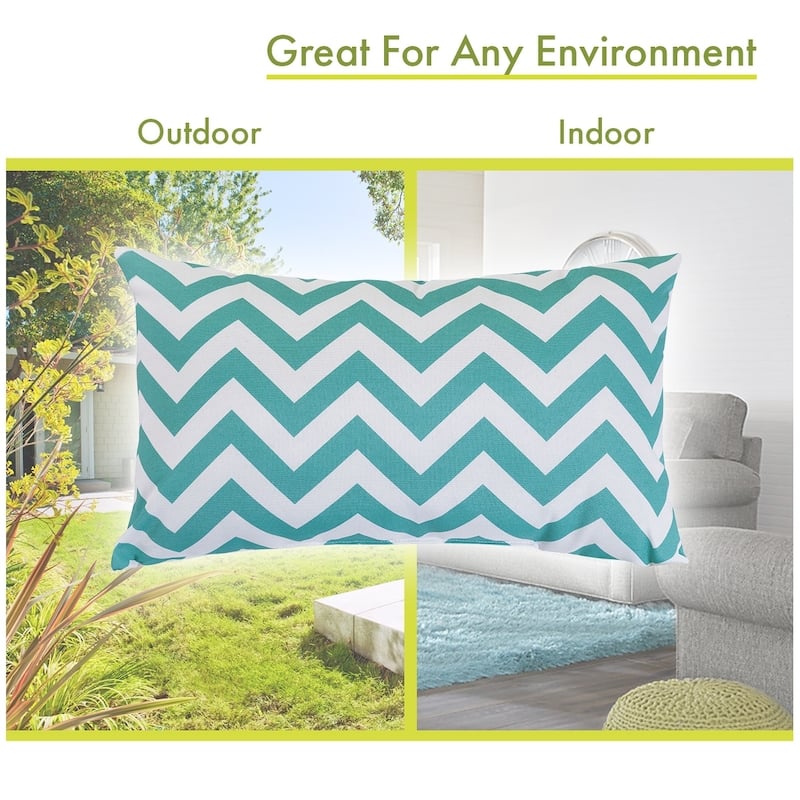 Majestic Home Goods Indoor Outdoor Chevron Small Decorative Throw Pillow 20 X 12
