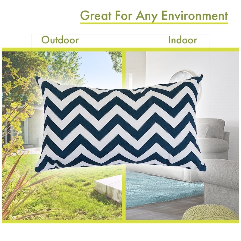 Majestic Home Goods Indoor Outdoor Chevron Small Decorative Throw Pillow 20 X 12