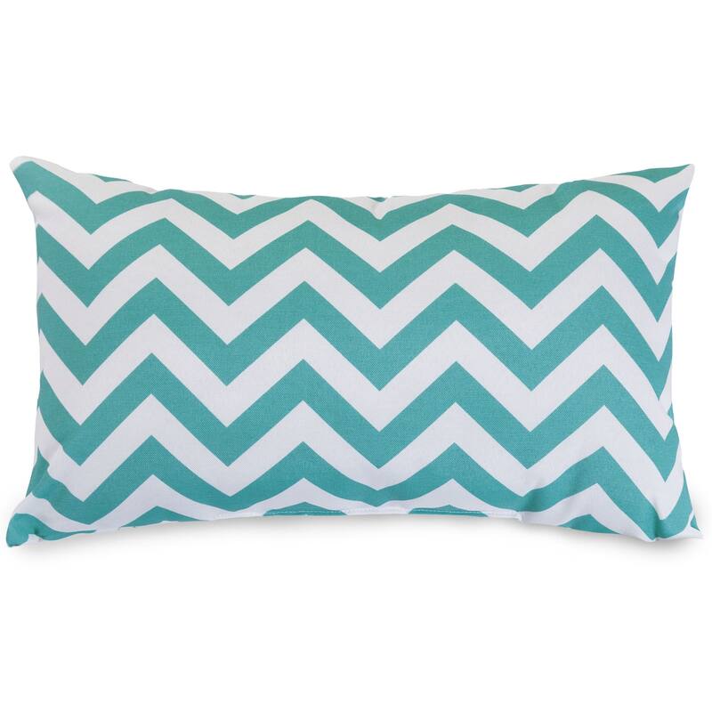Majestic Home Goods Indoor Outdoor Chevron Small Decorative Throw Pillow 20 X 12 - Teal