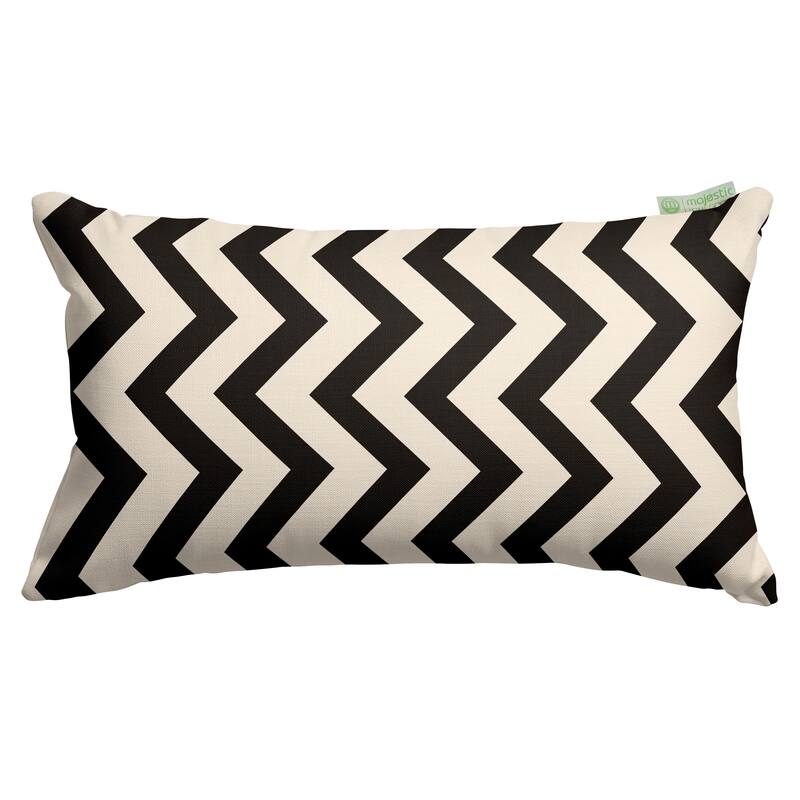 Majestic Home Goods Indoor Outdoor Chevron Small Decorative Throw Pillow 20 X 12 - Black