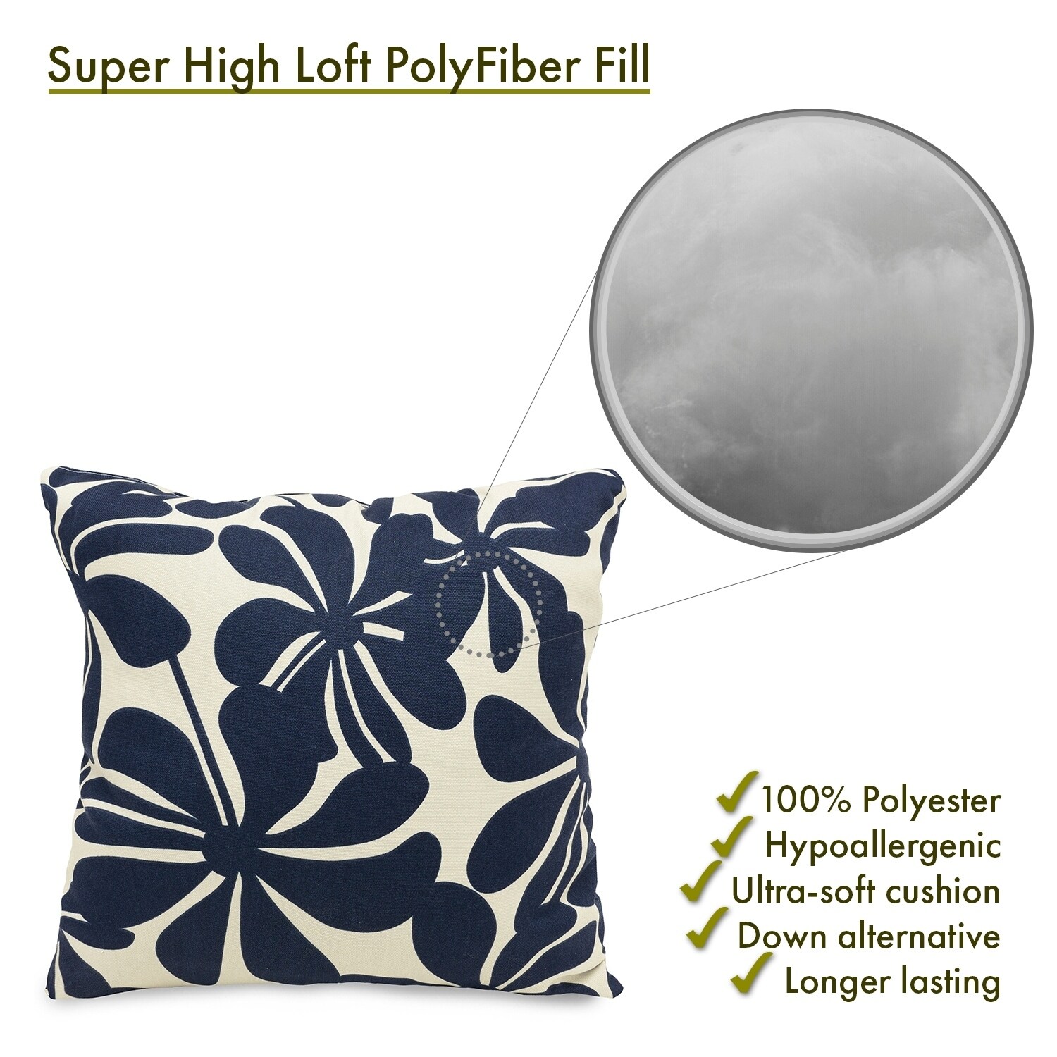 Majestic Home Goods Indoor/Outdoor French Quarter Large Pillow, Navy Blue