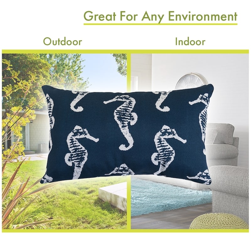 Majestic Home Goods Indoor Outdoor Sea Horse Small Decorative Throw Pillow 20 X 12