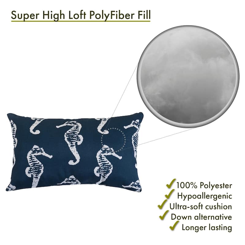 Majestic Home Goods Indoor Outdoor Sea Horse Small Decorative Throw Pillow 20 X 12