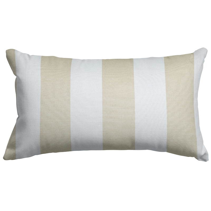 Majestic Home Goods Indoor Outdoor Vertical Stripe Small Decorative Throw Pillow 20 X 12 - Sand/Off White