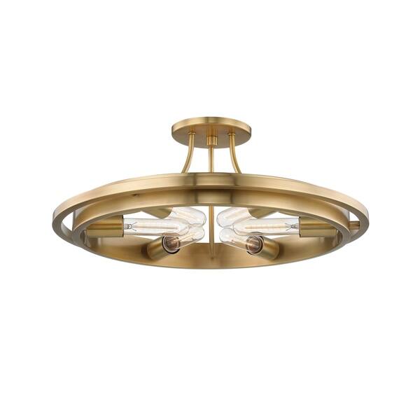slide 1 of 1, Hudson Valley Chambers 6-light Aged Brass Flush Mount