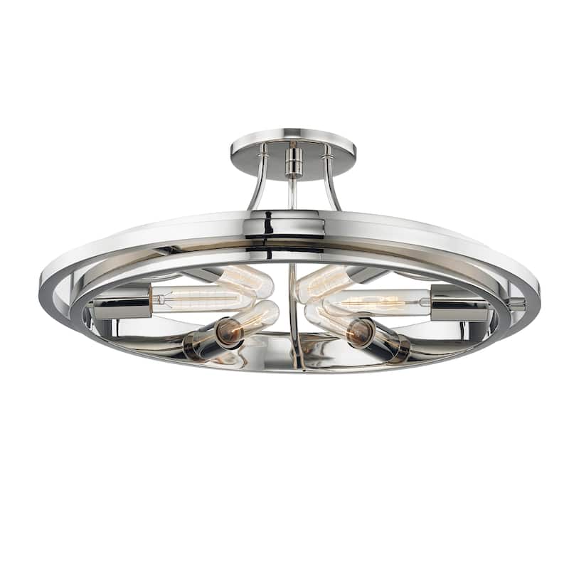 Hudson Valley Chambers 6-light Polished Nickel Flush Mount