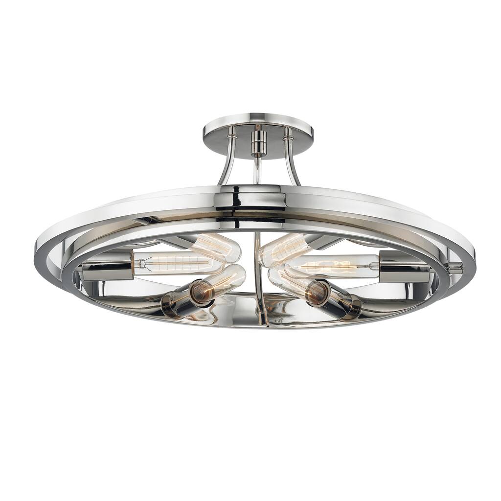 Hudson Valley Chambers 6-light Polished Nickel Flush Mount