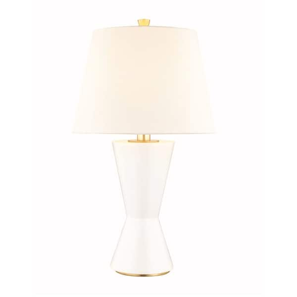 Hudson Valley Ashland 1 Light Matte White Small Table Lamp With Aged Brass Accent Overstock 22277190