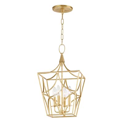 Hudson Valley Green Point 4-light Gold Leaf Small Pendant