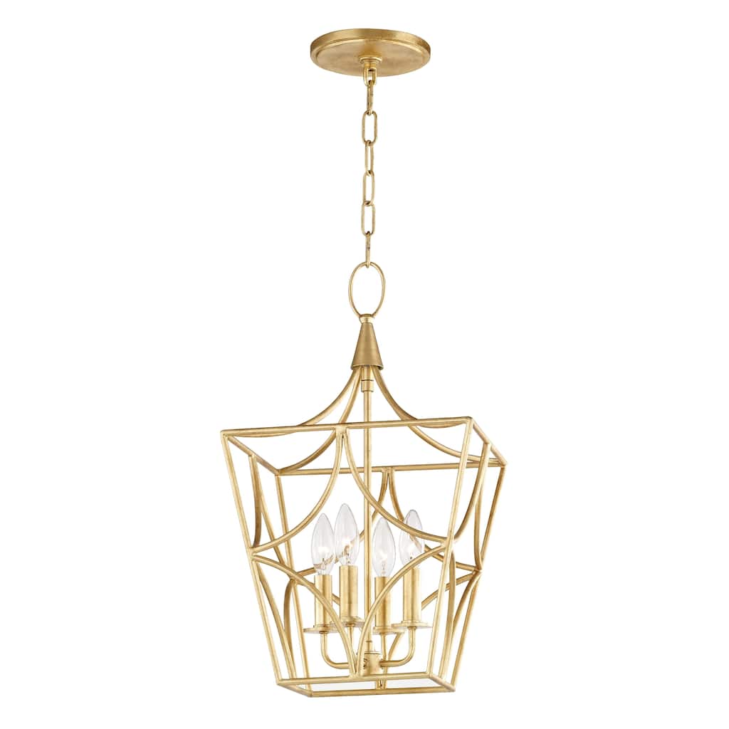 Hudson Valley Green Point 4-light Gold Leaf Small Pendant