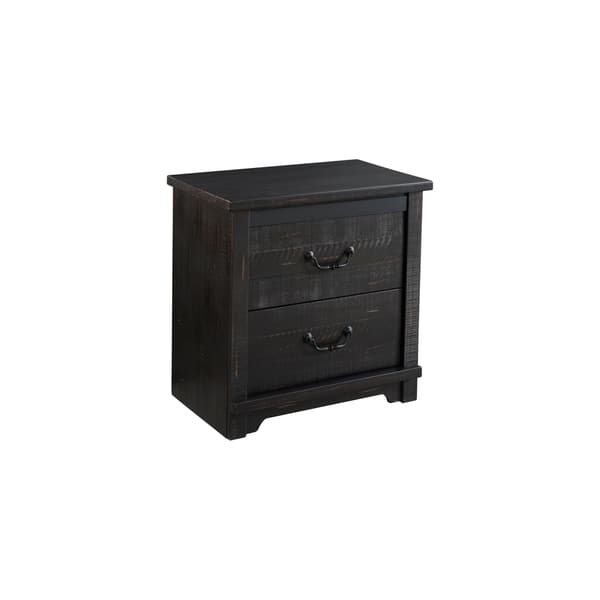 Shop Coastal Farmhouse Solid Wood 2 Drawer Nightstand Antique Black Overstock 22277339