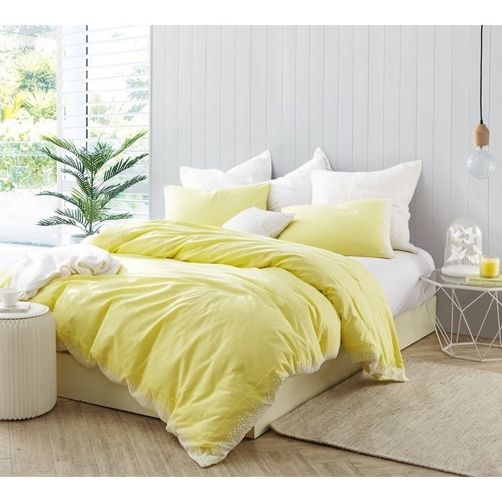 Shop Endless Fields Embroidered Duvet Cover Limelight Yellow
