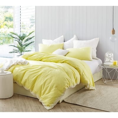 Endless Fields Embroidered Duvet Cover - Limelight Yellow