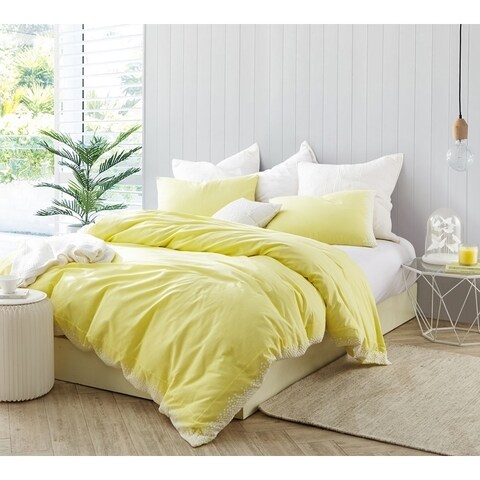 Endless Fields Embroidered Duvet Cover - Limelight Yellow