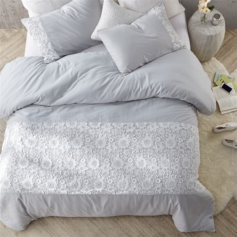 Shop White Lace Duvet Cover Glacier Gray Overstock 22278520