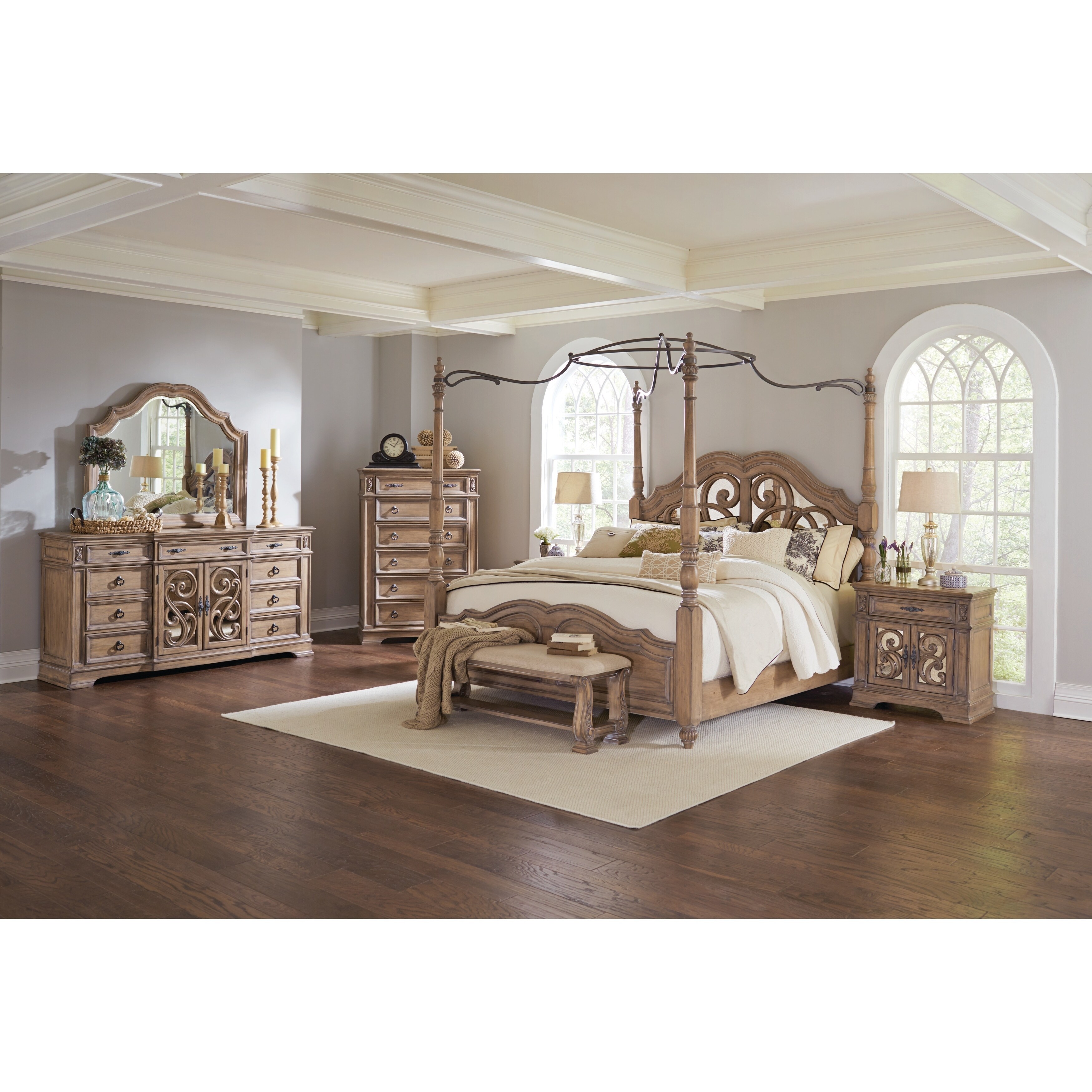 Shop Ilana Traditional Upholstered Bench With Bottom Shelf Free