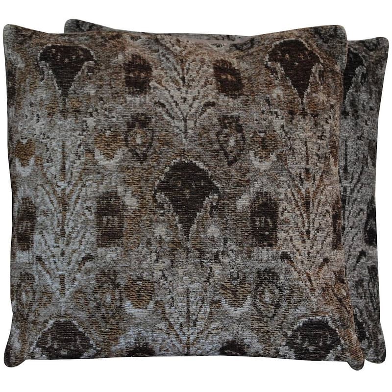 Handmade 20" Chenille Ikat Throw Pillow, Set of 2